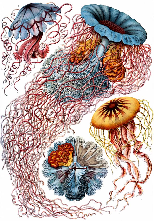 Discomedusae, Ernst Haeckel (lithograph by Adolf Giltsch)